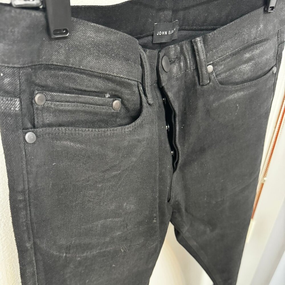 JOHN ELLIOTT The Cast 2 Rubberized Black Jeans sz. 31 (MSRP $428)